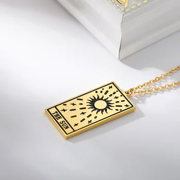 Tarot Karty Náhrdelník Pre Ženy Nehrdzavejúcej Ocele Slnko Šťastia Hviezdy, Mesiac Prívesok Náhrdelník Múdrosť, Silu Symbolické Priateľstvo Šperky