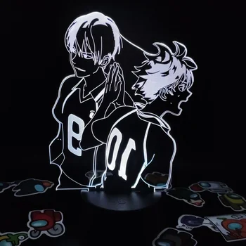Haikyuu Tobio Kageyama a Hinata Shoyo 3D anime led ilúziu, Nočné osvetlenie, tvorivé cool darček pre priateľa, lávové lampy, Manga dekor
