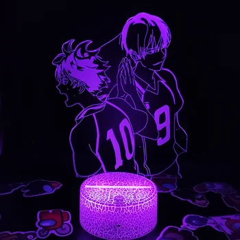 Haikyuu Tobio Kageyama a Hinata Shoyo 3D anime led ilúziu, Nočné osvetlenie, tvorivé cool darček pre priateľa, lávové lampy, Manga dekor