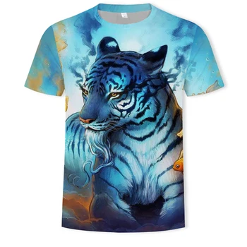 3d T-shirt Hot-predaj Vo Vysokej kvalite Bežné Tričko Pre Mužov A Ženy Leto S Tiger Vzorov Živočíšnej ríši O-krku Tees