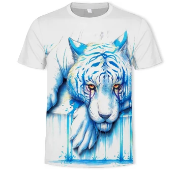 3d T-shirt Hot-predaj Vo Vysokej kvalite Bežné Tričko Pre Mužov A Ženy Leto S Tiger Vzorov Živočíšnej ríši O-krku Tees