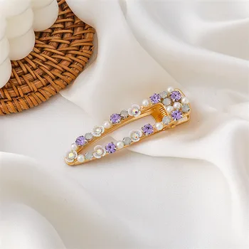 2021 Nový Kórejský Kvet Sweet Purple Crystal Simulované Pearl Barrettes Osobnosti Módne Šperky, Sponky Do Vlasov Sponky Do Vlasov