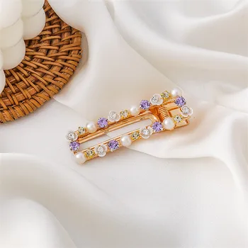 2021 Nový Kórejský Kvet Sweet Purple Crystal Simulované Pearl Barrettes Osobnosti Módne Šperky, Sponky Do Vlasov Sponky Do Vlasov