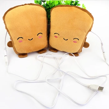 Roztomilý Toast Chlieb Tvar USB Ruky Teplé Kúrenie Rukavice Pol Nositeľné Bezprstové 5V