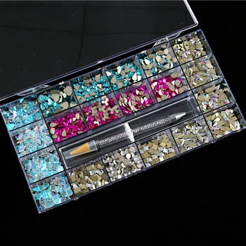 2000pcs/Box Kamienkami Crystal Hromadne Pre Nechtový Dekorácie,Aurora Modrými Kamienkami Nechtov Dodávky Pre Profesionálov Súprava Vrtákov#ZB32
