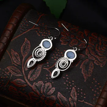 Vintage Oválne Opal Geometrické Piercing Kúzlo Drop Náušnice pre Ženy, Svadobné Pendientes Femme Šperky eh1003