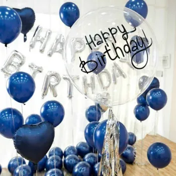 100 Ks 10 Palcový Atrament Modrý Balón Narodeniny, Svadobné Party Dekorácie Valentín oslávte Nafukovací Balón