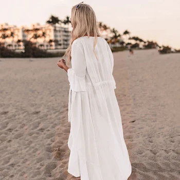 Šifón Pláži Zakryť Ženy Bikini Zakryť Long Beach Šaty Cardigan Tuniku 2021 Sexy Plavky Zakryť Prímorské Dovolenky Sukne