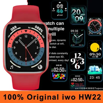 Originálne iwo HW22 Smart Hodinky Muži 44 mm Bluetooth Hovor Vodotesný IP67 Kalkulačka Srdcového tepu DIY Tvár Smartwatch