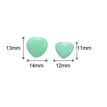 12 mm 14 mm Farebné Srdce Tvar Akryl Voľné Dištančné Korálky pre Šperky, Takže DIY Príslušenstvo