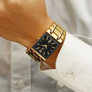 WWOOR 8858 Jednoduchého Luxusu Mužov Gold Business Slim Dial Náramkové hodinky Príležitostné Športové Nepremokavé Ocele Kapela Quartz Hodinky Muž