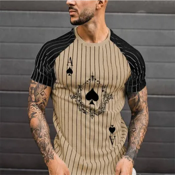 Móda Muži T-Košele S Krátkym Rukávom pánske Top Shirt Harajuku Lete Bežné Streetwear Prekladané Poker Tlače O-Neck Tričká Topy