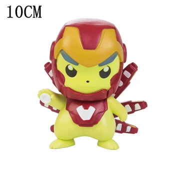 10CMPokemon Pocket Monster Hračka Anime Obrázok Pikachu COS Vengers Spiderman Iron Man Cartoon Model Bábiky detský Festival, Darčeky