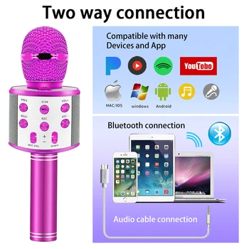 WS858 Bluetooth Karaoke Bezdrôtový Mikrofón Prenosné Nahrávacie Stroj Ručný Mikrofón Reproduktor Domácej Strany SPIEVAŤ Pre Deti Hračky YouTuber