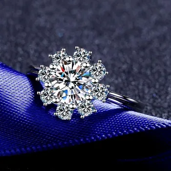 Mossanite Krúžok 925 Silver 1 Ct Výborný Strih D Farba Prejsť Diamond Test Mossanite Strany Krúžok Luxusné Žena Diamantové Šperky