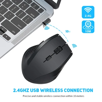 2.4 GHz Wireless Mouse USB, Nastaviteľné DPI Optická Herná Myš Ergonomický tvar, 6 Tlačidiel Myši S USB Prijímač Pre Počítač PC, Notebook