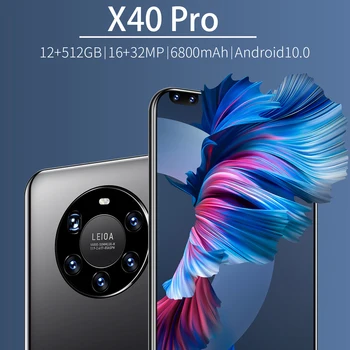 X40Pro 7.3 Palcový 128/256 GB Andriod 10 Globálna Verzia Smart Telefónu 16+32MP Dual SIM Deca Core 6800mAh Tvár ID mobilné telefóny MTK6889