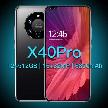 X40Pro 7.3 Palcový 128/256 GB Andriod 10 Globálna Verzia Smart Telefónu 16+32MP Dual SIM Deca Core 6800mAh Tvár ID mobilné telefóny MTK6889
