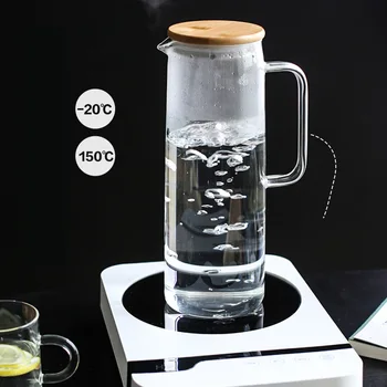 Studené Sklo Fľaša na Vodu Jar Kanvica Transparentné Veľkú Kapacitu žiaruvzdorné Coffee Pot s Rukoväť Kanvica Džbány 1.2 L 1.4 L