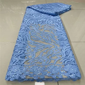 2021 Luxusné Sky Blue Flitrami Čipky Tkaniny francúzskej Čipky Textílie s flitrami Vysokej Kvality Afriky Tylu Oka Čipky pre Svadobné Party