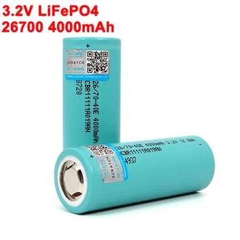 3.2 V 26700 4000mAh LiFePO4 Batérie 3C Kontinuálne Vypúšťanie Maximálne 5C Vysoký výkon batérie Pre Elektrické auto, skúter skladovanie Energie