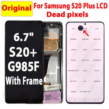 Pôvodné Dot LCD displej Pre Samsung Galaxy S20 Plus LCD Displej S Rámom Dotykový Displej Digitalizátorom. Montáž Pre Samsung G985F Displej
