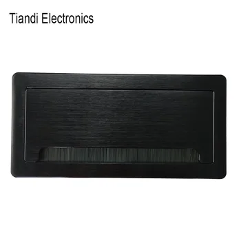 Čierny hliníkový panel 2-bitové EÚ elektrickej zástrčky kefa drapákové multifunkčné stolové zásuvky +dual sieťový konektor +HDMI USB rozhranie