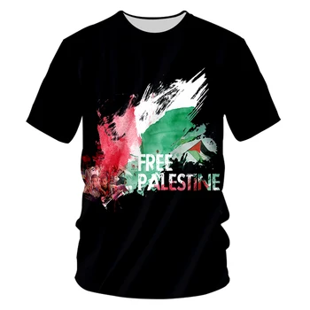 OGKB Lete pánske Tričko ZADARMO PALESTÍNY Vytlačené Krátky Rukáv, Čierna Tričko Palestíny Mapu Udržať Mier Bežné Plus Veľkosť Košele Muž