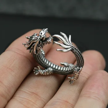 FDLK Nové Osobnosti Striebornej Farbe Jedného ukazováka Panovačný Retro Dragon Otvorenie Krúžku Muž Darček Šperky Príslušenstvo