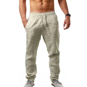 Muži Polyester Nohavice Letné Nohavice 3XL Bežné Mužské Pevný Elastický Pás Rovno Voľné Nohavice Plus Veľkosť