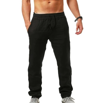 Muži Polyester Nohavice Letné Nohavice 3XL Bežné Mužské Pevný Elastický Pás Rovno Voľné Nohavice Plus Veľkosť