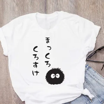 Letné dámske tričko Ghibli Sused Totoro Dustbunny Vytlačené T-shirt Harajuku Kawaii T-shirt Lady Ulzzang Zábavné 90. rokoch T-shirt