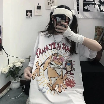Gothic Oblečenie Voľné Tričká Harajuku Štýl Tlače Anime Tričko Streetwear Žena Krátky Rukáv Žena T-shirt E Dievča Oblečenie