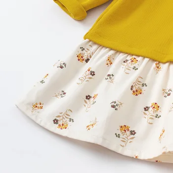 DB18650 dave bella jeseň baby girl je roztomilý kvetinový tlač patchwork šaty deti fashion party šaty deti detská lolita oblečenie