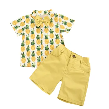 Chlapec\u2019s Oblečenie Dve Kus Čerstvého Ananásu/Dinosaurus Tričko s Krátkym Rukávom a Krátke Nohavice jednofarebné
