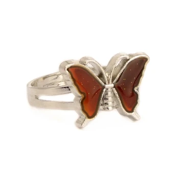 Vintage Butterfly Nastaviteľná Veľkosť Náladu Krúžok Jedinečný Regulácia Teploty Farieb Zvieracie Krúžky Módne Ženské Kruhy Deti Narodeniny