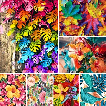 AMTMBS Maľby Číslo Farebné Leaf Kresba Na Plátne HandPainted Umenie Darček DIY Obrázky Počet Súprav Domov Stenu Decor