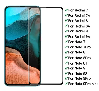 9D Tvrdeného Skla na Pre Xiao Redmi 7 8 9 9A 7A 8A Full Screen Protector Pre Redmi Poznámka 7 8 8T 9 9s Pro Max 9s Sklo Film