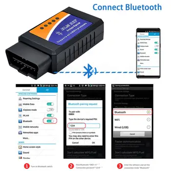 ELM327 V1.5 OBD2 Skener SAE J1850 Bluetooth ELM 327 OBD Auto Diagnostické Nástroje Pre Android /ISO 9141 Vgate Icar2 Code Reader