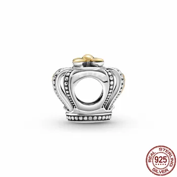 2021 Nové Reálne 925 Sterling Silver Dva-tón Koruny Kúzlo Charm Fit Pôvodnej 3 mm Náramok&Náramok Pre Ženy Narodeniny Módne Šperky
