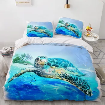 3D posteľná bielizeň Sady Nosorožec Modrú Deku, Prikrývku Kryt Nastaviť Cumlík Posteľná obliečka na Vankúš Kráľ, Kráľovná Plný 220x230cm Domov Texitle