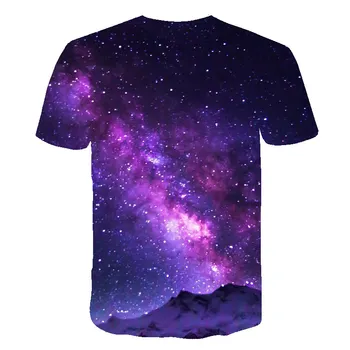 2020 Lete Fialová Galaxy t shirt Mužov Priestor 3d Tlač T-Shirt Vesmíru Krátky Rukáv Tlač Tshirts Zábavné Bežné Topy O-Krku