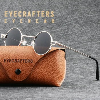 Kolo Eyecrafters Retro Polarizované Kovové Vintage Steampunk Slnečné Okuliare Pánske Dámske Povlak Objektív Strieborné Zrkadlové Okuliare Slnečné Okuliare
