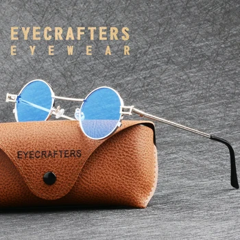 Kolo Eyecrafters Retro Polarizované Kovové Vintage Steampunk Slnečné Okuliare Pánske Dámske Povlak Objektív Strieborné Zrkadlové Okuliare Slnečné Okuliare