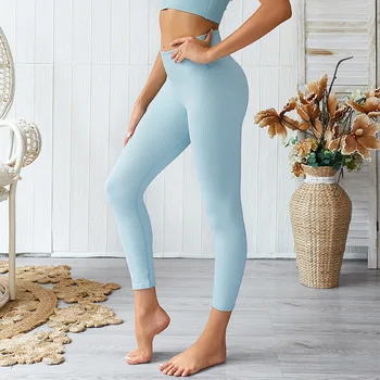 Ženy Telocvični, Cvičenie, Fitness Oblečenie Vysoký Pás Legíny Bezšvové Pletené Hip Slim Fit Quick-Dry Nohavice, Sexy Priedušná Hip Leginy