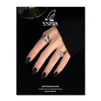S'STEEL Vintage Prstene Pre Ženy 925 Sterling Silver kórejský Dizajnér Minimalistický Lebka-tvar Otvoriť Krúžok Bague 925 Femme Šperky