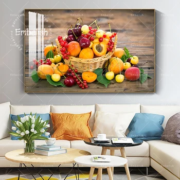 Embelish Čerstvé Letné Ovocie Na Kôš Moderných Domov Kuchyňa Decor Plagáty Na Steny v Obývacej Izbe Umenie Fotografie HD Plátne Obrazy