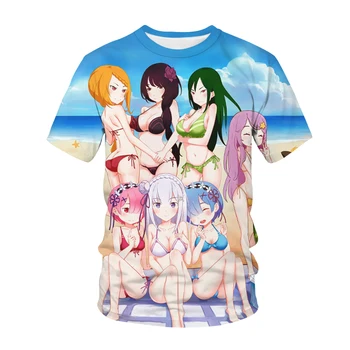 Re Nula 3D Tlač T-shirt REM RAM Fashion Streetwear Muži Ženy Bežné Anime T Shirt Harajuku Kawaii Dievča Tričko Muž Hip Hop Topy