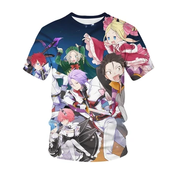 Re Nula 3D Tlač T-shirt REM RAM Fashion Streetwear Muži Ženy Bežné Anime T Shirt Harajuku Kawaii Dievča Tričko Muž Hip Hop Topy