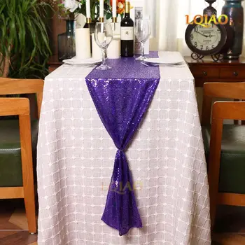 LQIAO Sequin Stôl Runner Fialová-12x72inch Iskrivý Sequin Textílie Obdĺžnik Obrus Svadobné Party DIY, Volet, 30x180cm